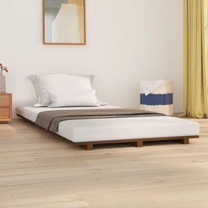 vidaXL Cadru de pat, maro miere, 90x200 cm, lemn masiv de pin imagine