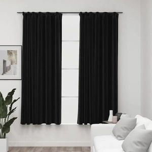 vidaXL Draperii opace aspect in, cârlige, 2 buc., antracit, 140x175 cm imagine