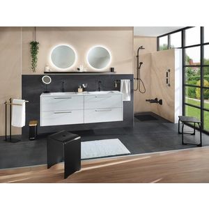 Scaun baie antiderapant, Ridder, inaltime reglabila, patrat, seniori, negru, sustine maxim 130 kg, A172110, Pro imagine