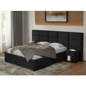 Pat tapitat Cico fix 287 x 114 C2 din piele/stofa Negru - Falcone 14 140x200 imagine