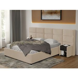 Pat tapitat Cico fix 287 x 114 C2 din piele/stofa Bej - Falcone 102 140x200 imagine