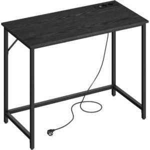 Birou de gaming cu priza si USB incorporate, Vasagle, 100x50x76 cm, cu LED-uri, max 50 kg, PAL/otel, negru imagine