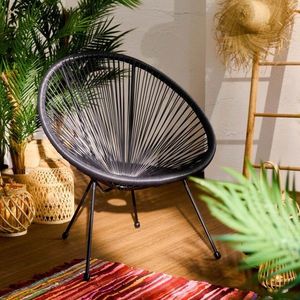 Scaun pentru gradina Acapulco, Homla, 72x79x85 cm, metal/plastic, negru imagine