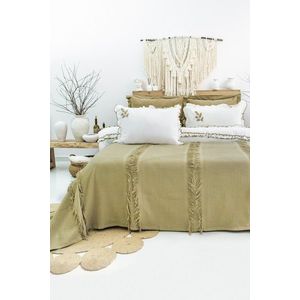 Set cuvertura de pat dubla 3 piese, Brianna - Khaki, Şaheser, Bumbac imagine