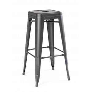 Scaun de bar, Minnesota Gun Grey, Bizzotto, 43x43x76 cm, otel imagine