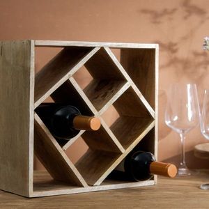 Suport 8 sticle de vin, Sjal Mango, Homla 33x15x33 cm, lemn, natur imagine