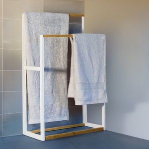 Suport pentru prosoape Loke, Homla, 51.5x24.5x66.5-81.5 cm, lemn, natur/alb imagine