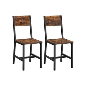 Set 2 scaune de bucatarie, Vasagle, 36x46.6x87.1 cm, PAL/otel, maro/negru imagine