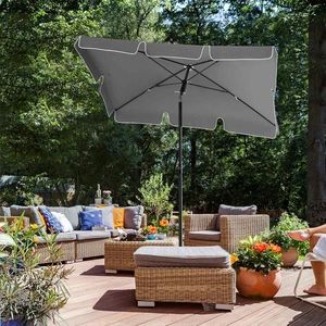 Umbrela dreptunghiulara pentru terasa, gradina, plaja Songmics, 200x125 cm, protectie solara UPF 50+, gri imagine