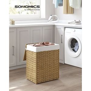Cos de rufe, Songmics, 46x33x60 cm, 90 L, ratan sintetic/fier/bumbac, maro imagine