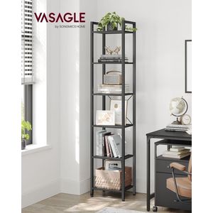 Biblioteca cu 6 rafturi, Narrow, Vasagle, 40x30x187.5 cm, PAL/otel, negru imagine