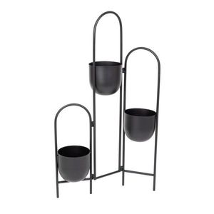 Suport pentru 3 ghivece Floero, Homla, 49x14x80 cm, metal, negru imagine