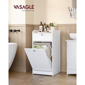 Dulap de baie cu cos de rufe integrat, Vasagle, 40x40x80 cm, MDF/poliester, alb cloud imagine