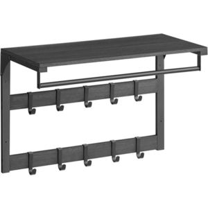 Cuier de perete cu 10 agatatori, Vasagle, 66x30x42 cm, PAL/otel, gri carbune/negru imagine