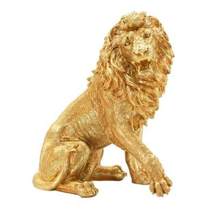 Figurina /sculptura decorativa Lion Shant, Mauro Ferretti, 45x29x55 cm, polirasina, auriu imagine