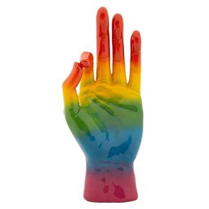 Figurina /sculptura decorativa Rainbow Hand Ok, Mauro Ferretti, 16x10.5x36 cm, polirasina, multicolor imagine