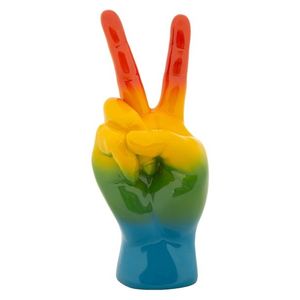 Figurina /sculptura decorativa Rainbow Hand Victory , Mauro Ferretti, 16x13x36 cm, polirasina, multicolor imagine