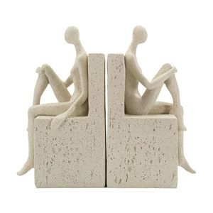 Set 2 suporturi pentru carti Stons Book , Mauro Ferretti, 24x10x20.5 cm, polirasina, crem imagine