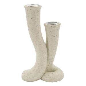 Suport lumanare Stons, Mauro Ferretti, 10x6.5x17.5 cm, polirasina, crem imagine