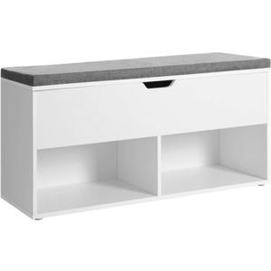 Bancheta cu spatiu de depozitare si pantofar, Vasagle, max 200 kg, 100x30x48 cm, PAL, alb imagine