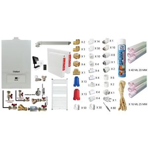 Pachet apartament cu o camera, Centrala termica in condensatie Vaillant ecoTEC Pure VUW 236/7-2, 23 kw, kit de evacuare, calorifere otel, termostat Salus IT 500, teava PPR si fitinguri montaj imagine