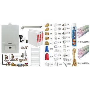 Pachet apartament cu 2 camere, Centrala termica in condensatie Vaillant ecoTEC Pure VUW 236/7-2, 23 kw, kit de evacuare, calorifere otel, termostat Salus IT 500, teava PPR si fitinguri montaj imagine
