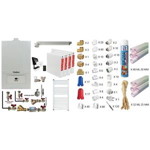 Pachet apartament cu 3 camere, Centrala termica in condensatie Vaillant ecoTEC Pure VUW 236/7-2, 23 kw, kit de evacuare, calorifere otel, termostat Salus IT 500, teava PPR si fitinguri montaj imagine