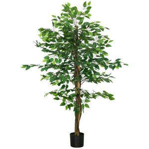 HOMCOM Ficus artificial cu ghiveci de 5 ft, planta artificiala de interior, exterior, pentru decorarea camerei de zi, biroului imagine