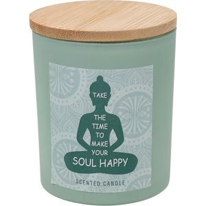 Lumânare parfumată Soul Happy, aromă de briză depajiște, 7 x 8, 5 cm, 300 g, verde imagine