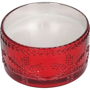 Lumânare în sticlă Fulg de zăpadă din sticlă 350g, roșu, 15 x 8 cm imagine