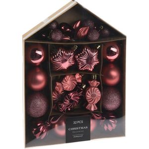 Set de decorațiuni de Crăciun Burgundia festive, 32 buc, vișiniu imagine