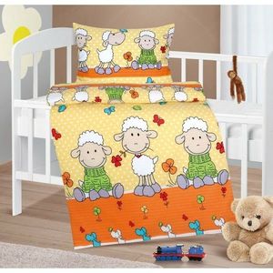 Bellatex Baby crepe lenjerie de pat Agata Sheepgalben 90 x 135 cm, 45 x 60 cm imagine