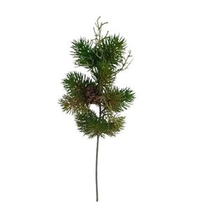 Ramură artificială Pin cu con de pin verde, 46 cm imagine