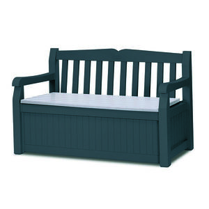 Cutie de depozitare pentru grădină cu bancă Keter Eden gri, 265 l, 140 x 60 x 84 cm imagine