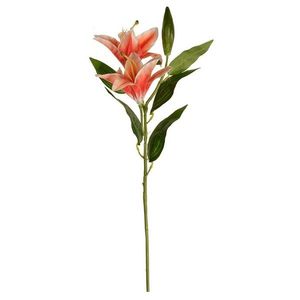 Floare artificială crin de vale portocaliu, două flori și boboc, h. 84 cm imagine