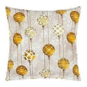 Față de pernă Bellatex Globuri de Crăciun aurii, gri, 40 x 40 cm imagine