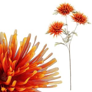 Floare artificială Chrysanthemum 3 floriportocaliu, 70 cm imagine