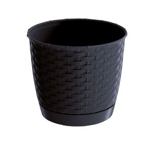 Ghiveci de flori din plastic Ratolla Round antracit, diam. 19 cm, antracit, 19 cm imagine