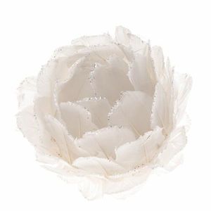 Ornament din pene, de Crăciun, Floare, diametru 8cm, alb imagine