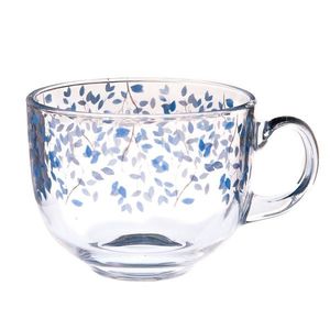 Cană din sticlă Flori albastre, 0, 5 l imagine