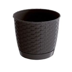 Jardinieră din plastic Ratolla Round, maro închis, diam. 22 cm, maro, 22 cm imagine