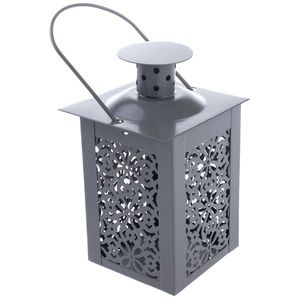 Felinar din metal Saima pentru lumânări, gri , 7, 5x 12 x 7, 5 cm imagine