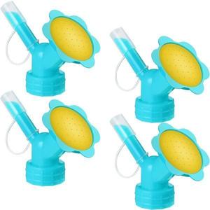 Set 4 capace stropitoare, Plastic, Forma floare, Albastru/Galben imagine