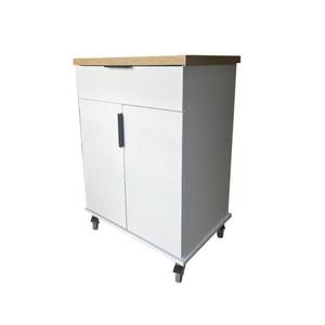 Carucior de bucatarie/insula cu sertar si rafturi, 66x46x93, alb, UnicSpot imagine