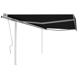 vidaXL Copertină retractabilă manual, cu stâlpi, antracit, 4x3, 5 m imagine
