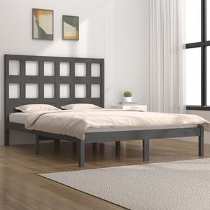 vidaXL Cadru de pat King Size, gri, 150x200 cm, lemn masiv de pin imagine