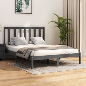 vidaXL Cadru de pat King Size, gri, 150x200 cm, lemn masiv de pin imagine