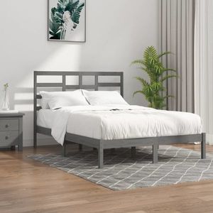 vidaXL Cadru de pat King Size, gri, 150x200 cm, lemn masiv imagine