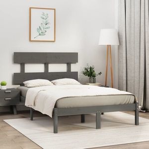vidaXL Cadru de pat King Size, gri, 150x200 cm, lemn masiv imagine