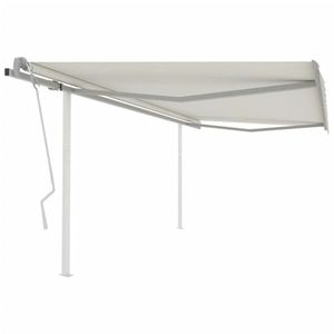 vidaXL Copertină retractabilă manual, cu stâlpi, crem, 4x3, 5 m imagine